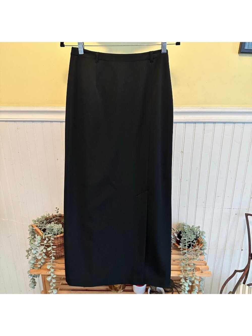 Talbots Womens Black Stretch Maxi Skirt Size 4 Polyester Blend